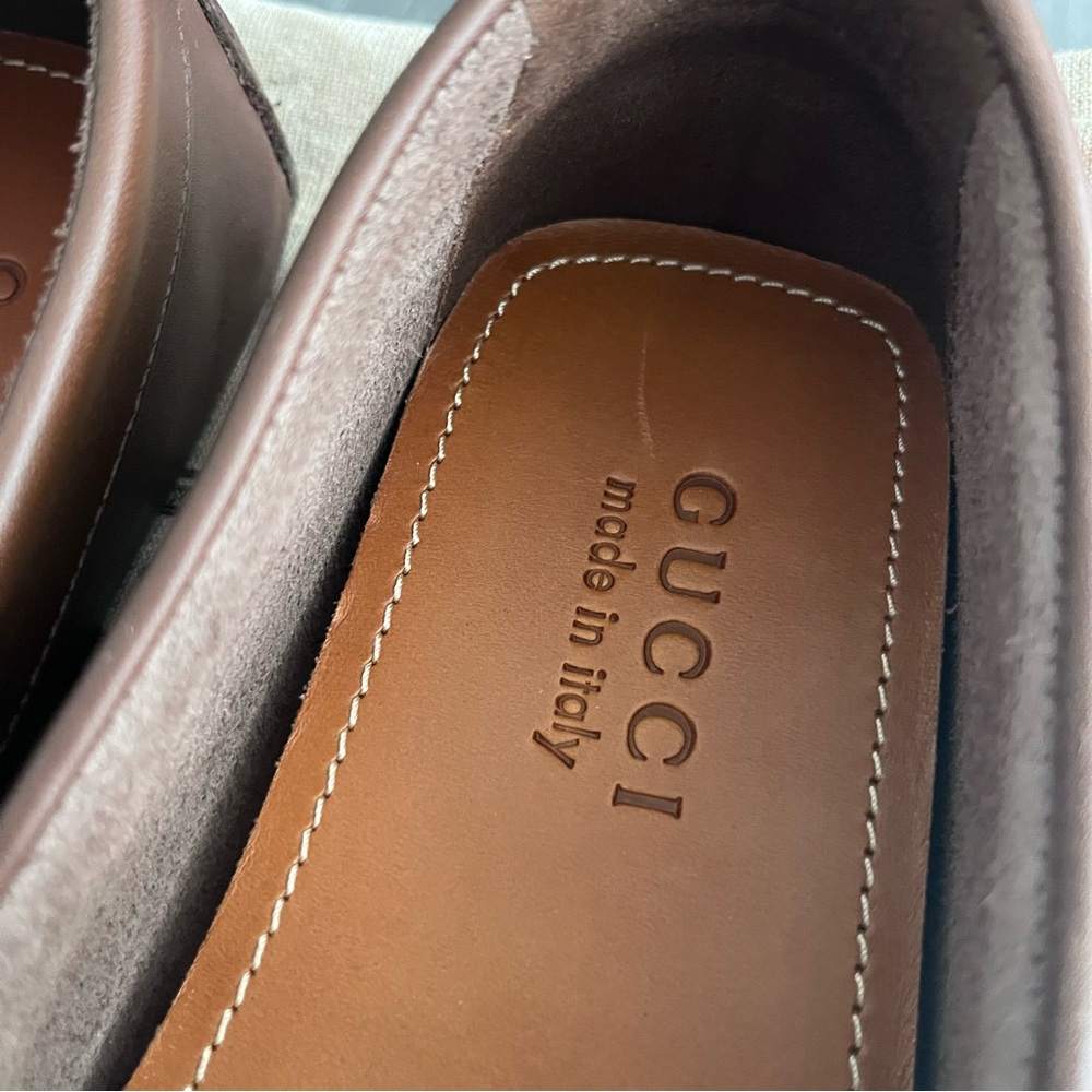 NEW 🤎 Gucci Interlocking GG Brown Supreme Canvas & Leather Driver M7.5/8 W9.5-10 - Picture 8 of 13